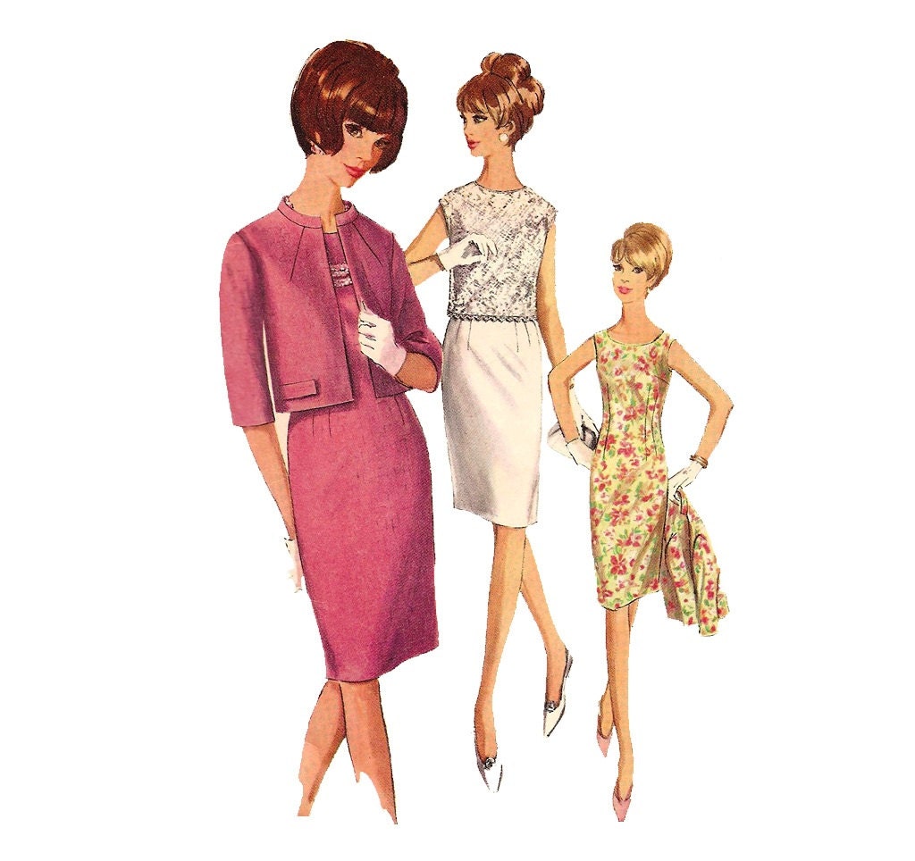 1960s Womens Sheath Dress - Simplicity 6402 Vintage Sewing Pattern - 34 Bust
