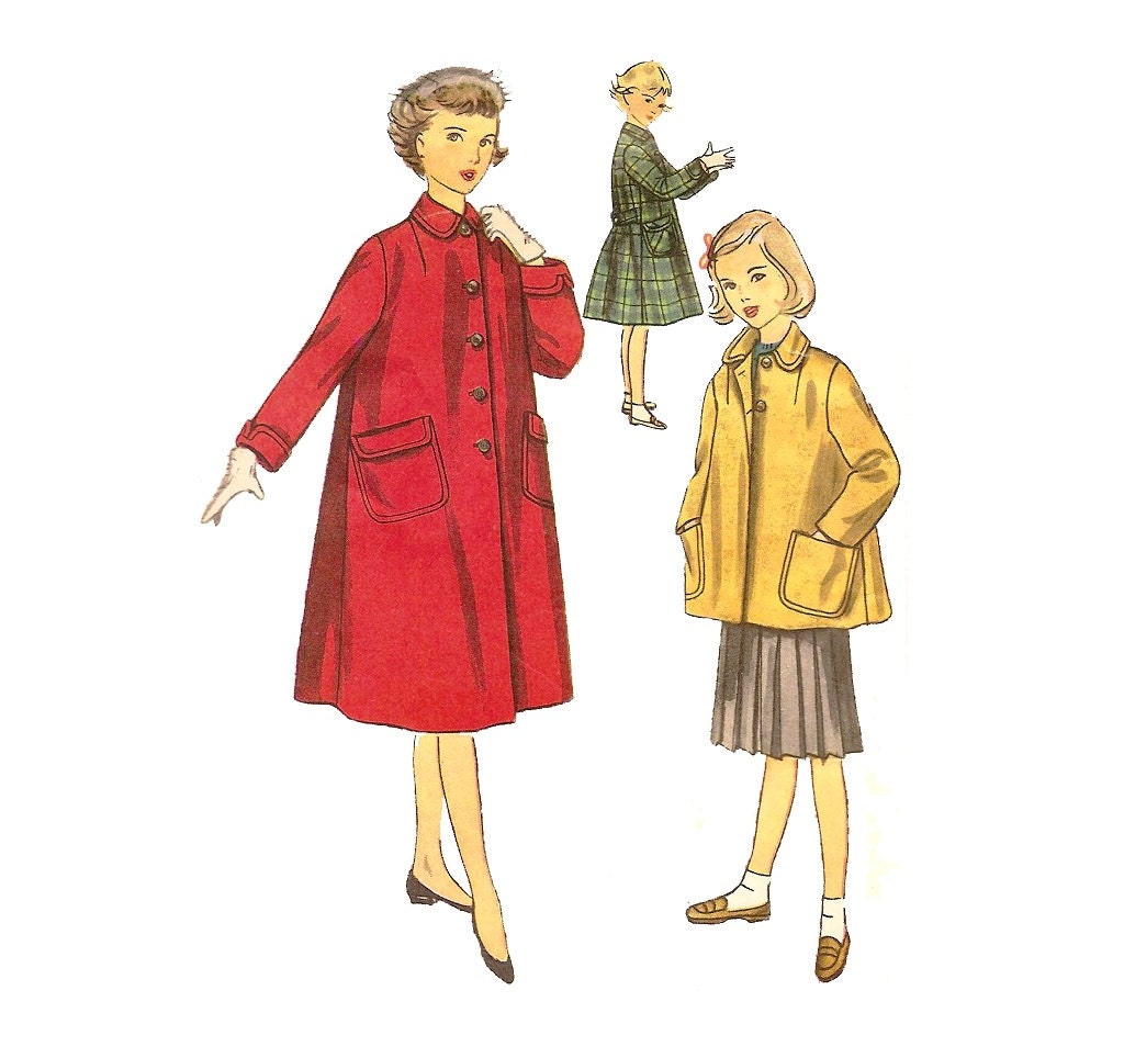 1950s Girls Coat - Simplicity 4418 Vintage Sewing Pattern - Size 8 Breast 26 UNCUT