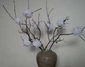 White - Flowers - Spring Blooms - Wedding - Centerpiece - Pom Pom Flowers - Nursery - Natural Twigs - Simple Home Decor - Floral Arrangement