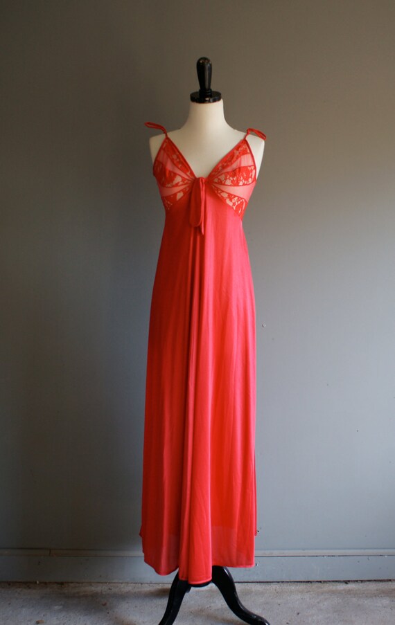 Vintage 60s 70s Glydons Red Sheer Lingerie Lace By Heightofvintage