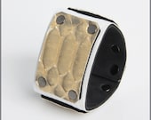 White Lizard and Gold Python Cuff - LARGE