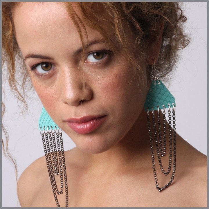 Tuquoise Python Tassel Earring