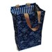 Reusable Lunch Bag- Vintage Fabric- Blue Paisley- Blue and White Striped Lining