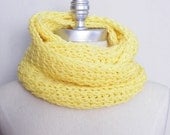 Lemon Yellow Scarf, Knit Infinity Scarf, Pastel Pale Yellow, Loop Scarf, Mobius Circle Scarf, Spring Colors