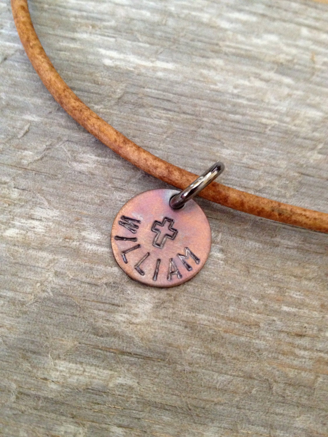 Mens Leather Necklace- Boys Necklace- Natural Brown Leather- Personalized Jewelry- Father's Day Gift