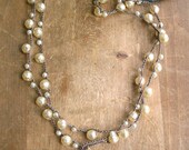 Pearl wrap necklace - Gigi - crochet necklace Boho chic crocheted jewelry Bohemian statement necklace, white pearls beach wedding