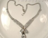 Vintage 1940s Art Deco Encrusted Bridal Statement Necklace EXQUISITE Old Hollywood Glamour