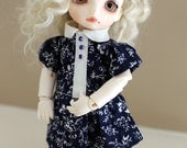 Collared Navy Blue Dress for Lati Yellow & Other Approx 16 cm Dolls