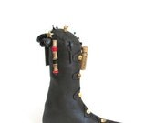 Witch Shoe, Wicca, Goth Pincushion, Witch Boot, Black, Sewing Pincushion, Pentagram, Shoe, Primitive Shoe, Skull, Home Decor, Pin Keep