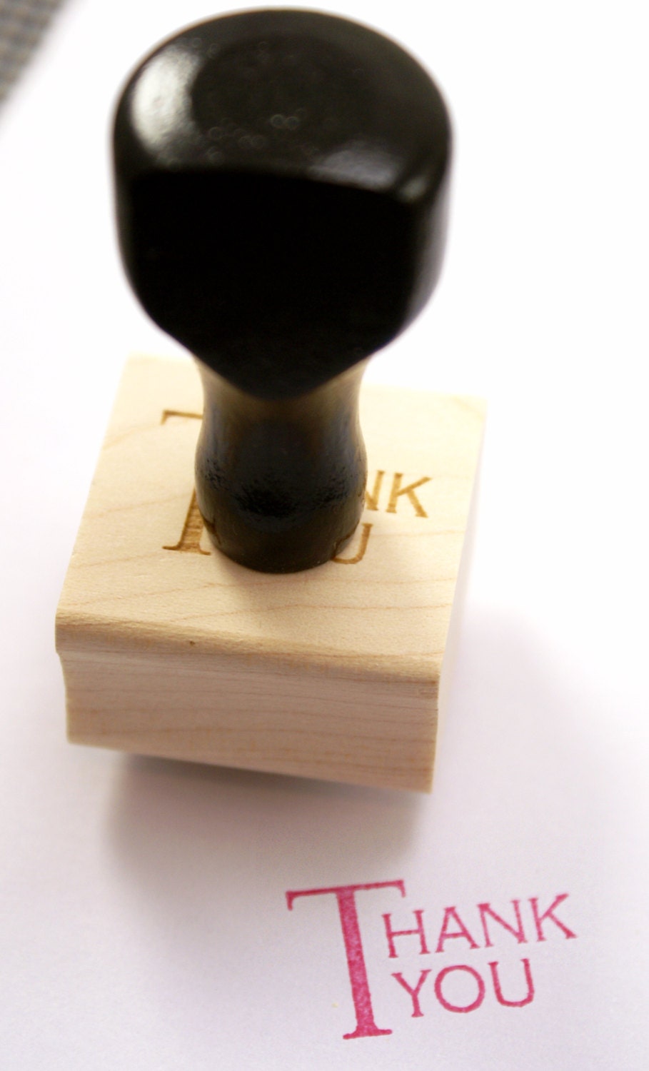 Uppercase Fancy THANK YOU Wood Block Rubber Stamp with handle - shop exclusive