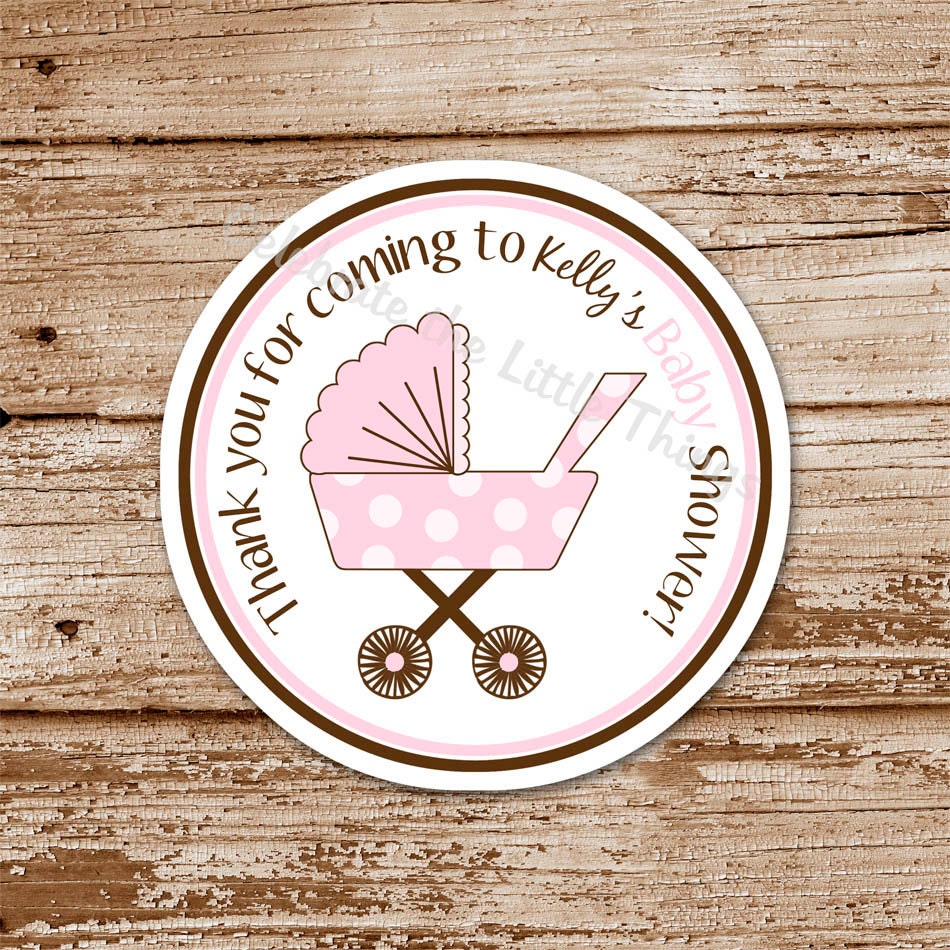 SET of 12 BABY Shower Favor Tags or Stickers : Stroller, Carriage, Boy and Girl Colors Il_170x135