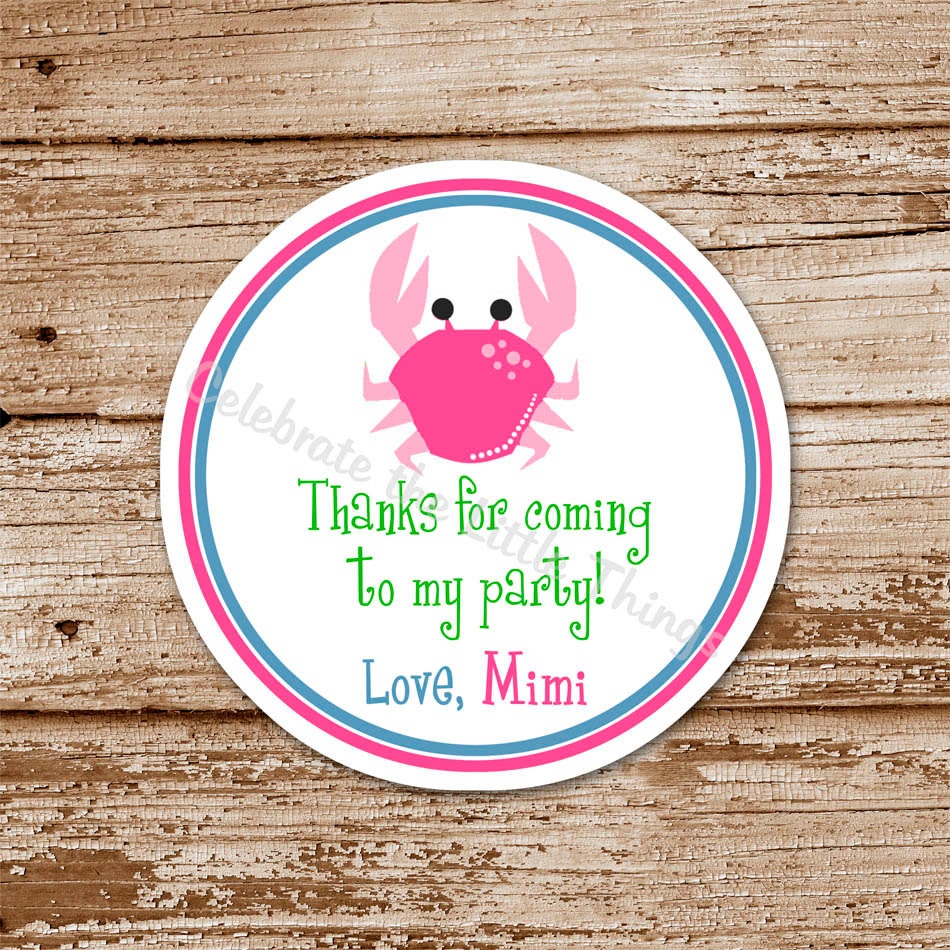 SET of 12 UNDER the SEA Favor Tags, Stickers for Girls : Choose Your Favorite Sea Creature - Fish, Crab, Turtle and More Il_570xn