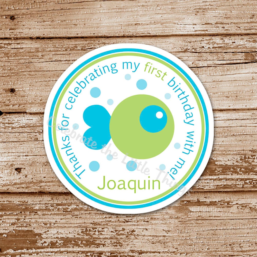SET of 12 FISH Favor Tags or Stickers Il_570xn