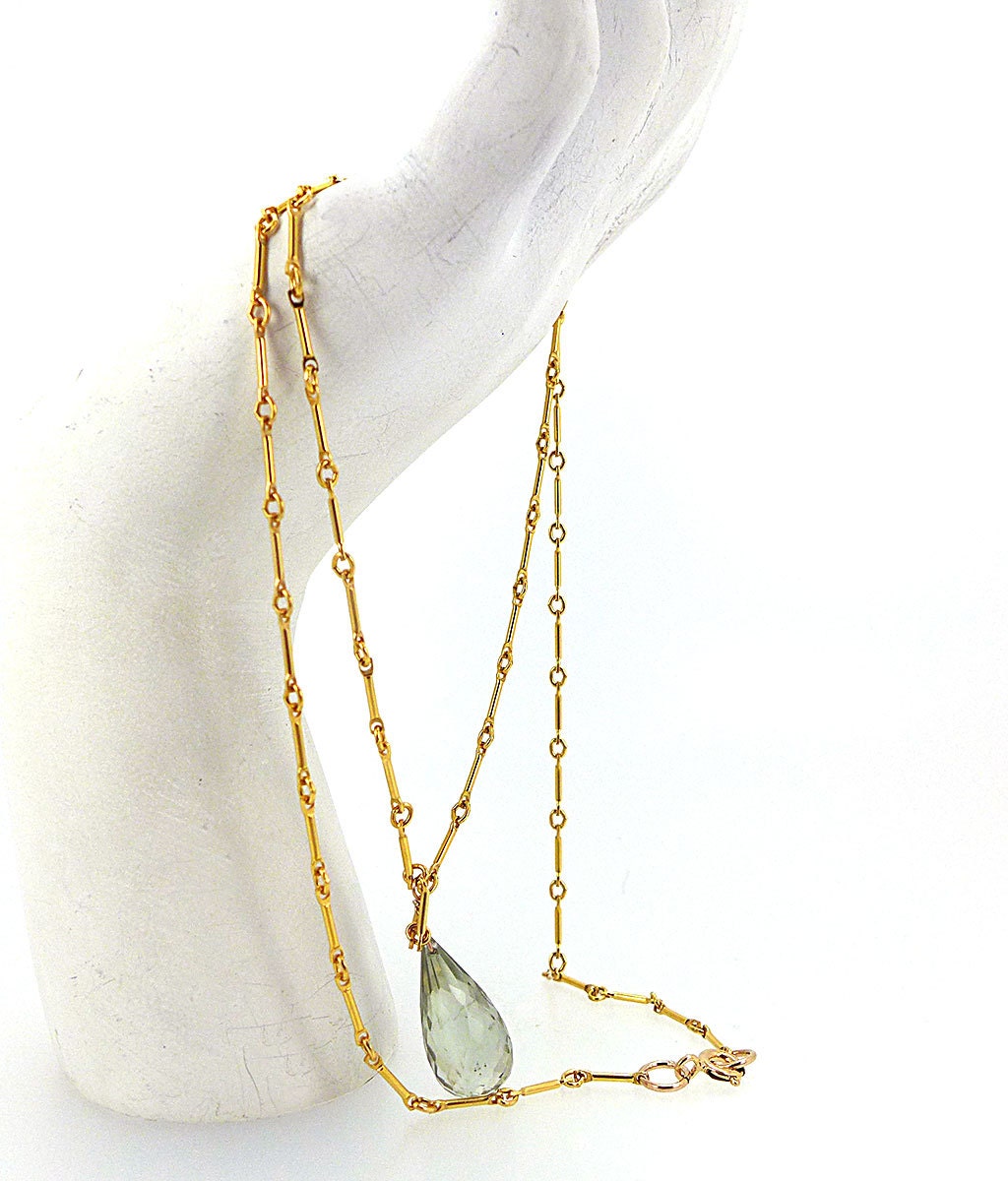 Micro faceted green amethyst on 14K GF Necklace