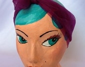 Vintage Deadstock plum chiffon sheer square headscarf rockabilly VLV