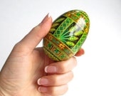 goose  Egg Pysanka, Ukrainian easter egg, batik painted egg shell