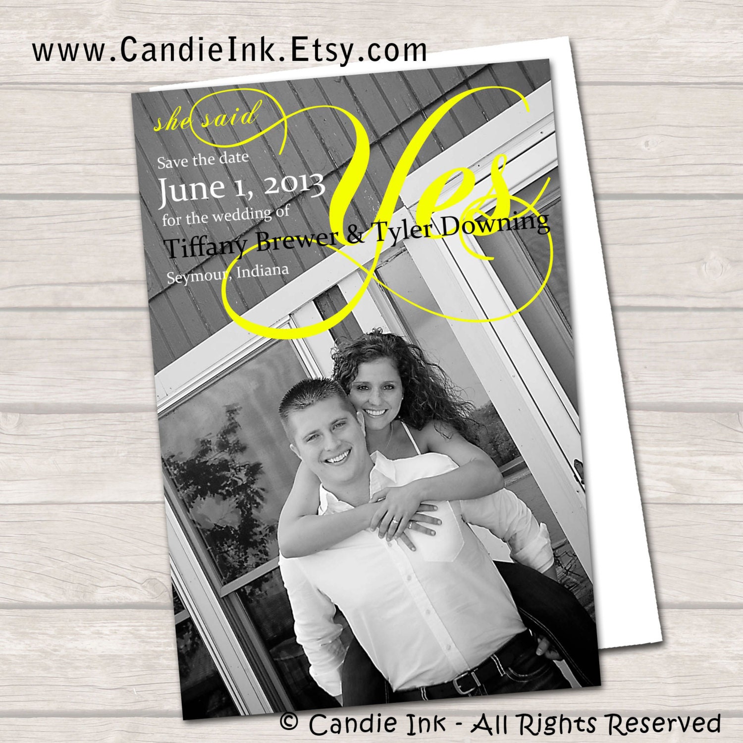 Save the Date - She said yes - Include your picture - Engagement Announcement - Electronic card - Print at home