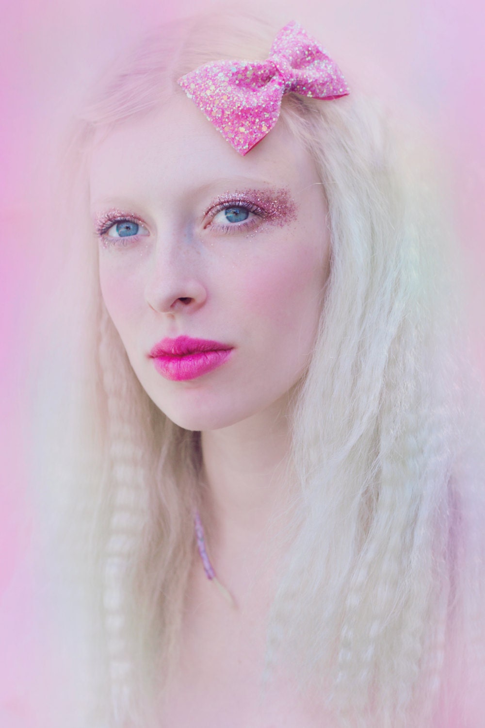 Sugar Poodle Pink Glitter Hair Bow Sparkly Cute Kawaii Glitter Bow