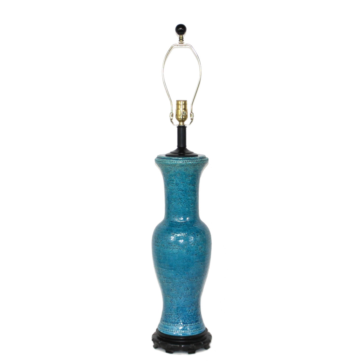 Mid-Century Lamp . Italian Pottery in Rimini Blue by Bitossi Studios .  MASSIVE Scale