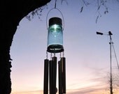 Mason Jar Windchime Light Solar Upcycled Garden Decor, Recycled Wind Chime Mason Jar Solar Light