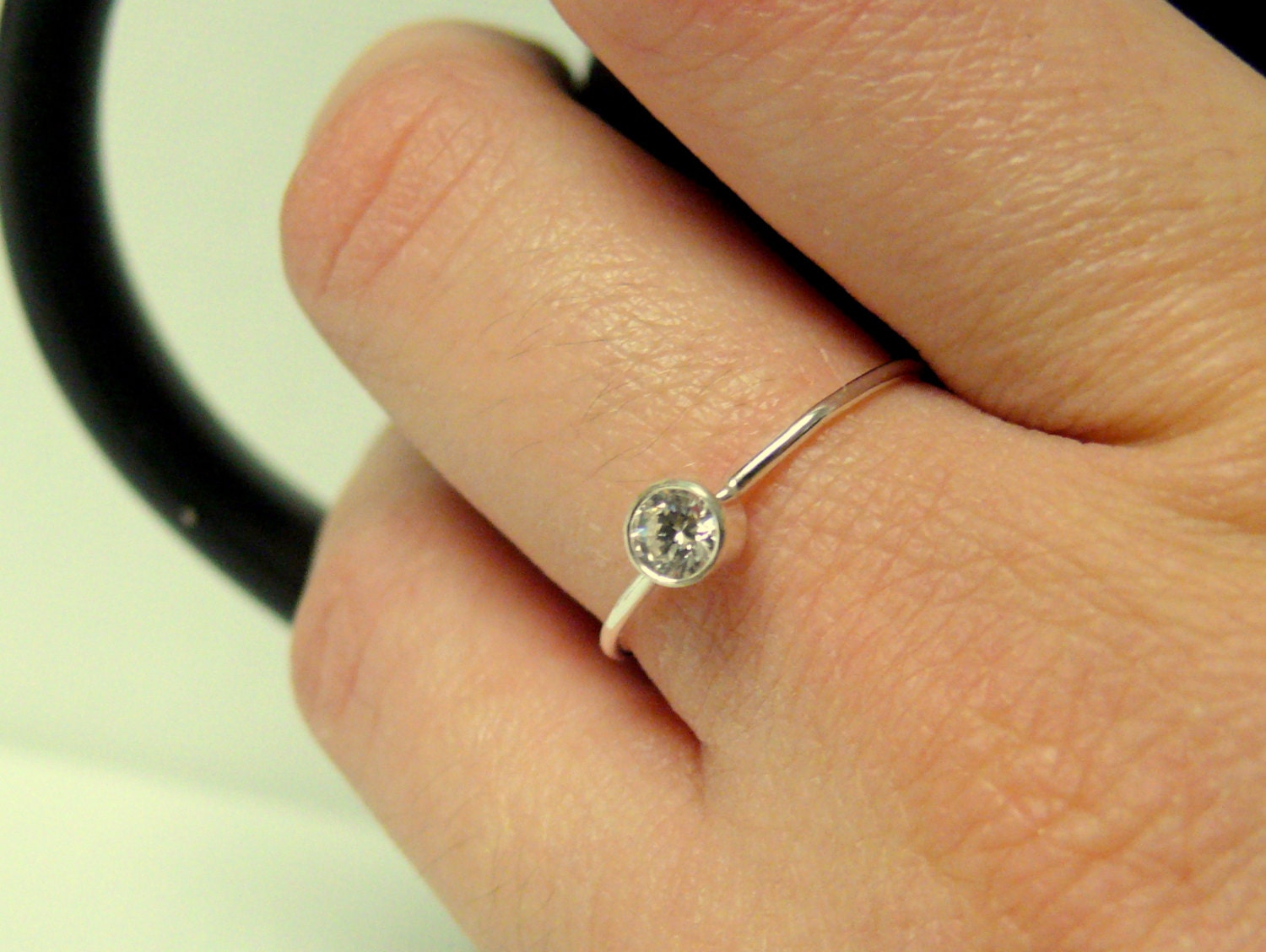 Cubic zirconia ring sterling silver stacking gemstone ring sterling silver ring stack ring silver jewellery