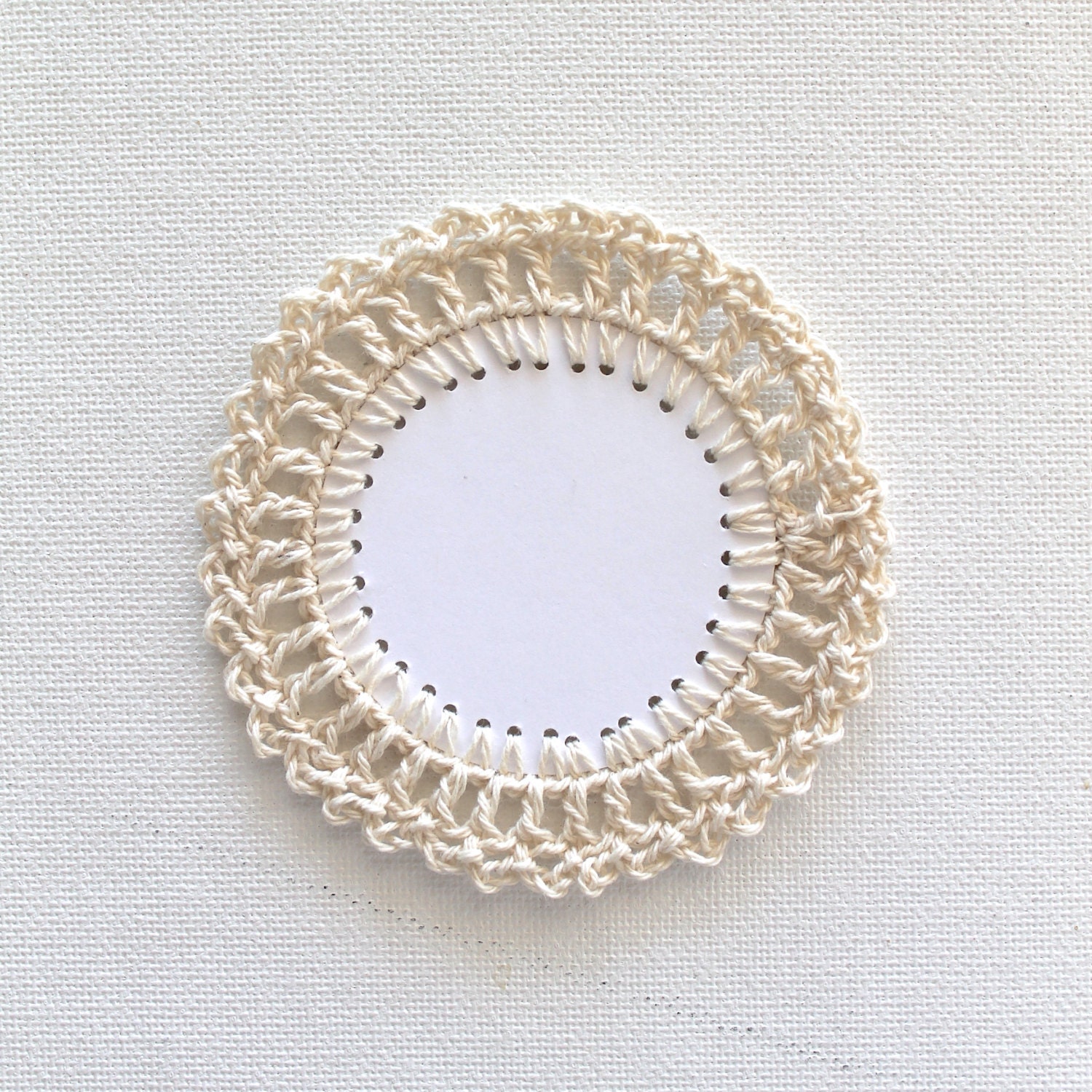ONE BLANK LABEL Circle Round Tag Crochet Embellishment Labels Handmade