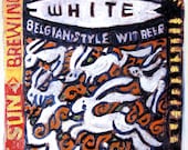 BEER Art Painting - We CAN Be Green - Midnight Sun Brewing Co. Snow Show White - Oil Original - 6"x12"
