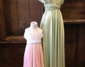 Limited- Sea Glass Sage Satin Octopus Infinity Wrap Dress- Bridesmaids, Wedding, Prom, Cocktail