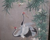 Chinoiserie Original Crane Painting / 36"x 48"