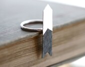 Chevron Arrow Ring - Black and White - Sterling Silver - Made to Order