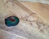 Red and Green Druzy Agate Slice Necklace