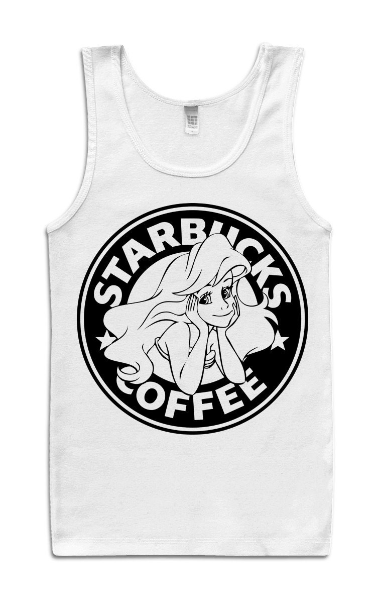 The Little Siren Tank Top Starbucks Parody Little Mermaid Ariel - American Apparel Unisex Sizes S, M, L, XL