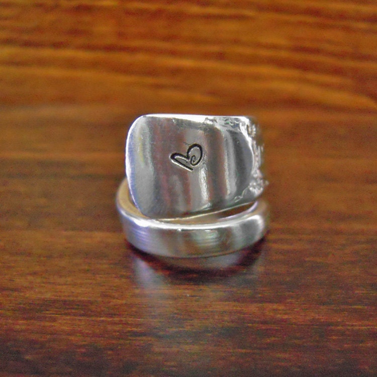 Recycled Spoon Ring, Eco-Friendly Hand Stamped Jewelry - Heart