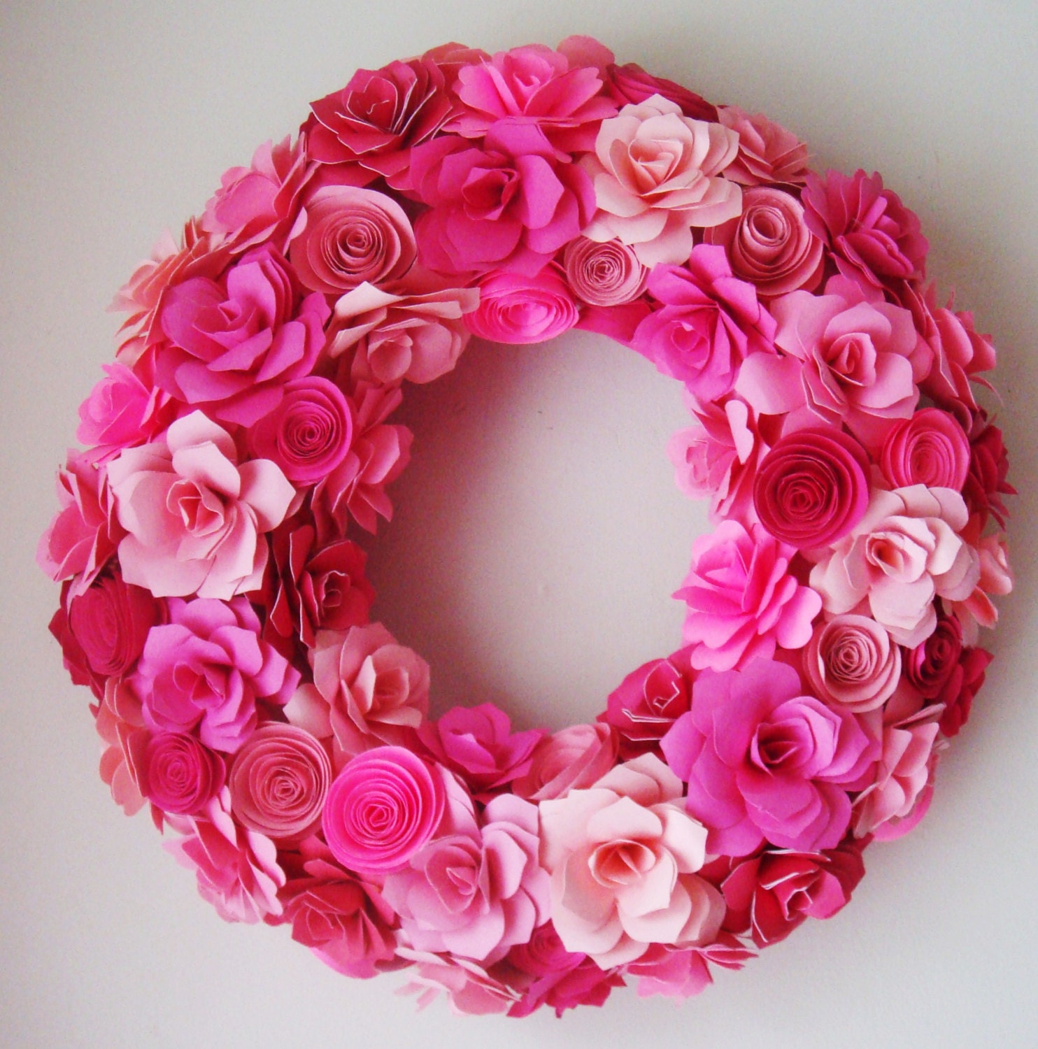 Custom Order Paper Flower Wreath Spring has Sprung  13 inch wreath In your choice of Colors