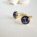 Anchor Cuff links in Navy Blue and Gold - Nautical Beach Wedding - cufflinks for Groom Best Man Graduate or Father's Day