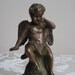 Vintage Bronze Crying Angel Cupid Putti Statue Figurine Patina, Memorial Rememberance, Victorian Paris Apartment