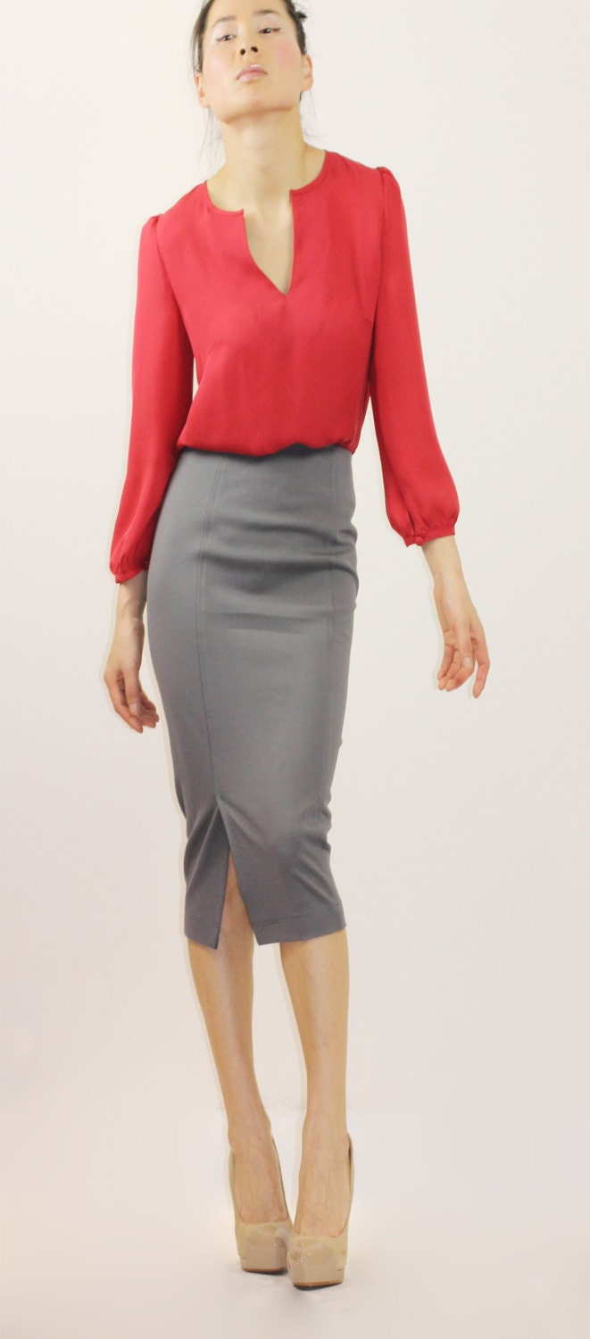 Red silk blouse
