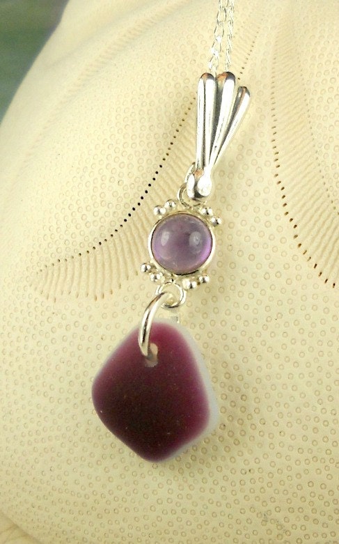 Eco Friendly GENUINE Santa Cruz Sea Glass Jewelry Rare Amethyst Purple Beauty