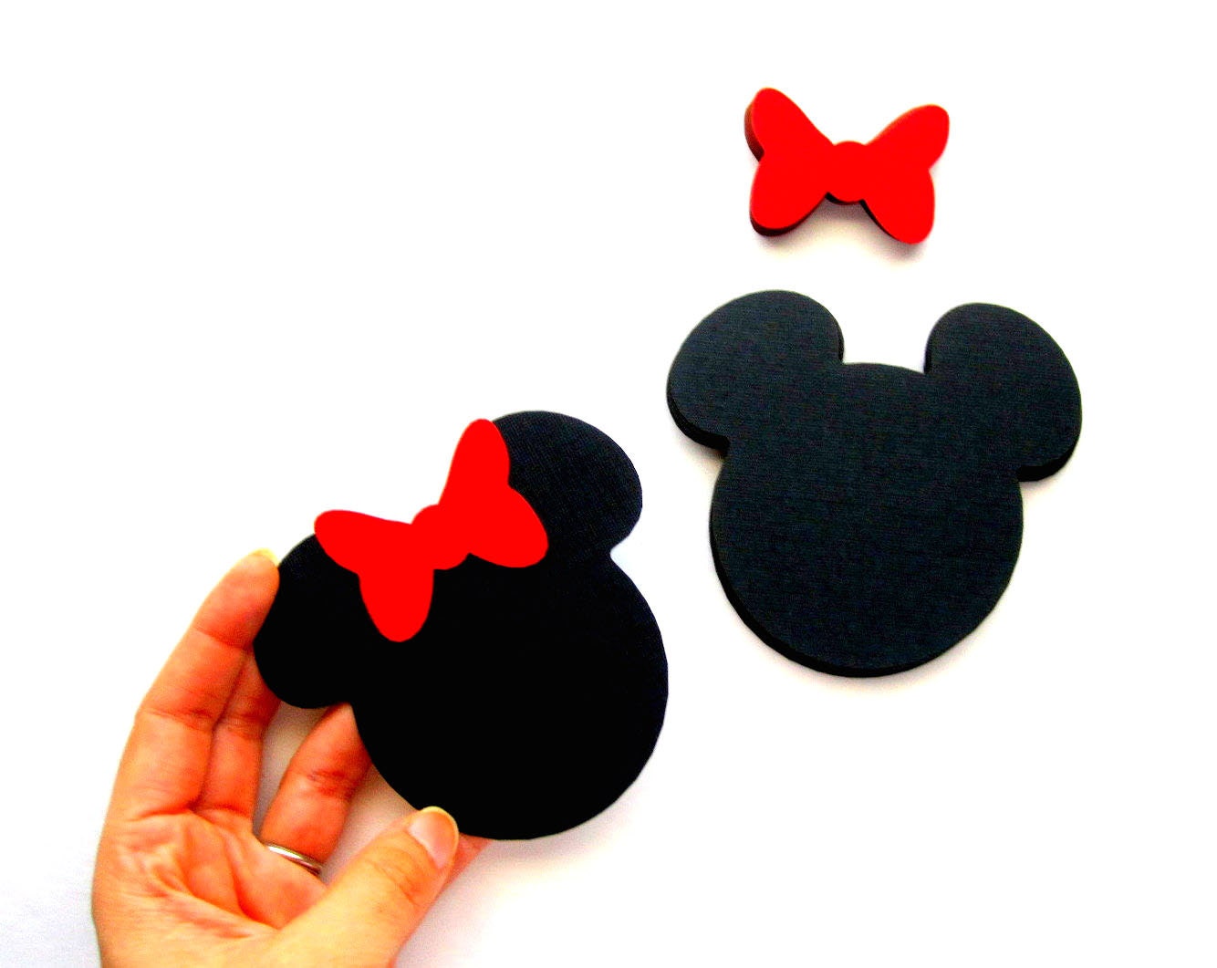 50 Minnie Mouse die cut ( 2.5 inches) in black with RED bow A394 Il_170x135