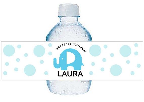 Elephant water bottle labels, Personalized Birthday party Labels Original Elephant party theme MariaPalito A617 Il_570xn