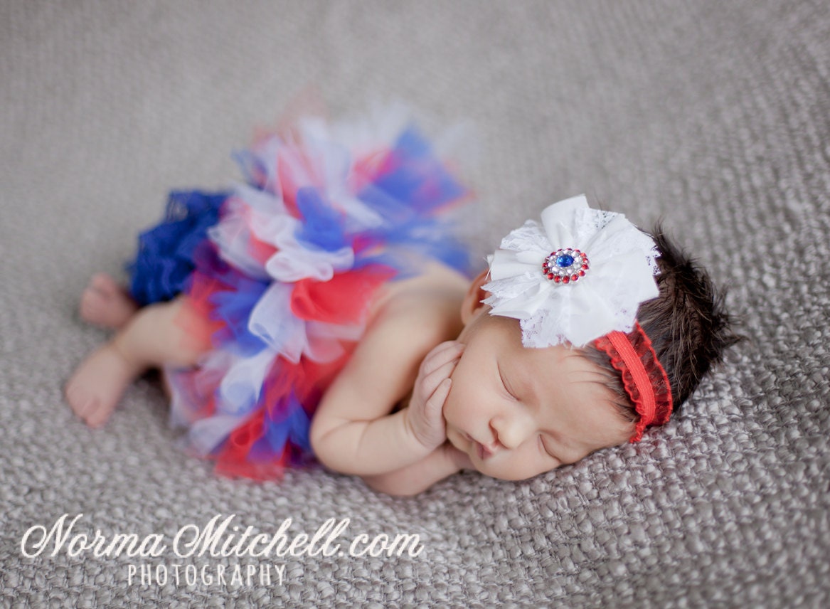 4th of July Headband, Patriotic Military Headband -  Red White Blue
