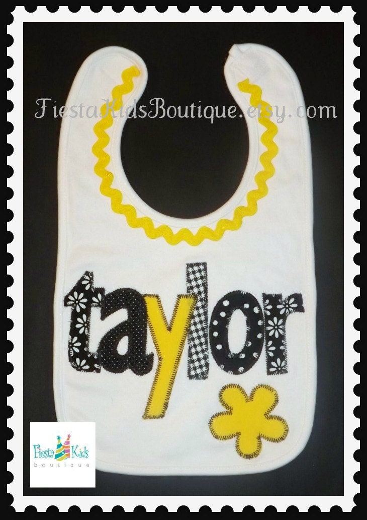 Personalized baby girl bib, name applique, toddler, boutique Il_170x135