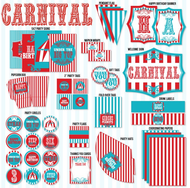 Circus Birthday Party PRINTABLE Vintage Circus Collection by Love The Day Il_570xn