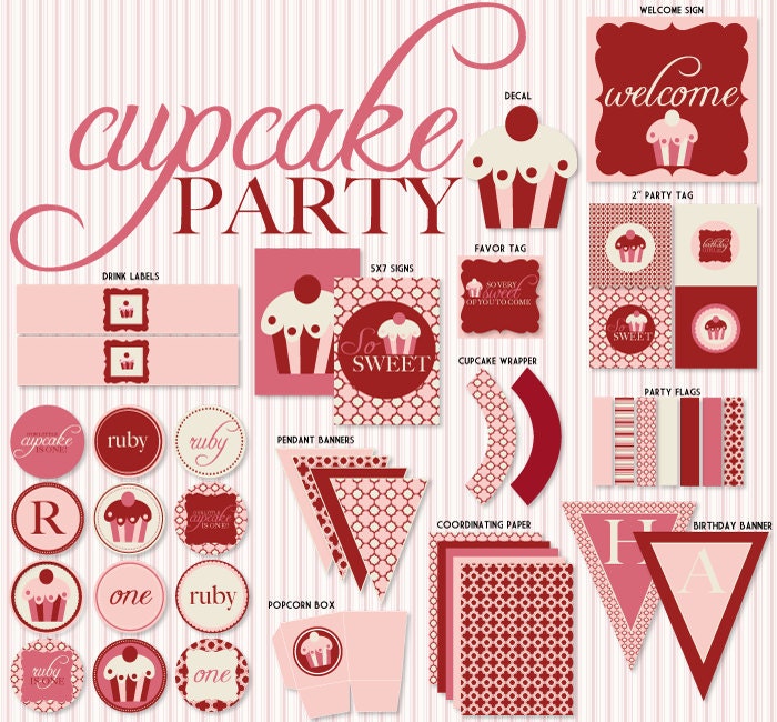 So Sweet Cupcake PRINTABLE Party by Love The Day