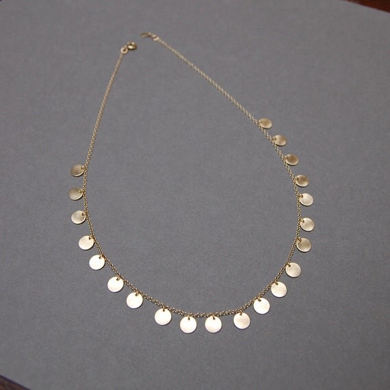 14K Gold Disc Necklace with TwentyOne 7mm Discs by CoconutCanopy