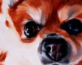Pomeranian art small oil painting wall art macro close up pet portrait original fine art 6 x 6