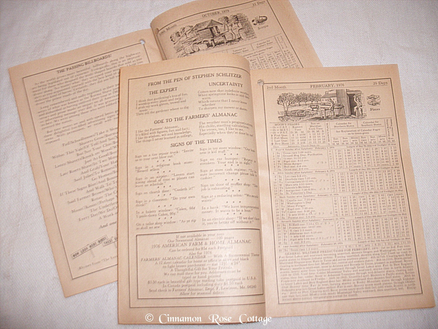 2 Vintage 1976,1979 Farmers Almanacs Prospect Mill Churchville Bel Air MD Scrapbooking Mixed Media Altered Art