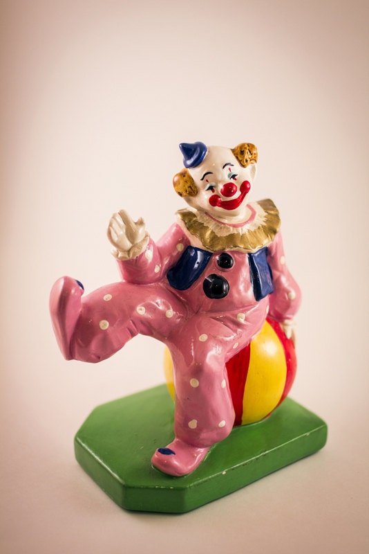 Vintage Clown Figurine Mid Century Circus Decor By GlimmersinTime