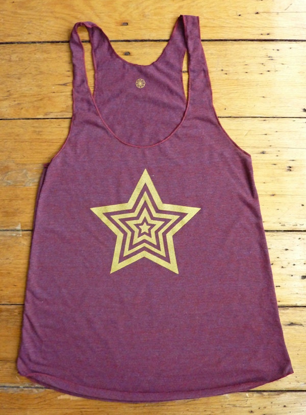 Gold Stars Tank on Plum