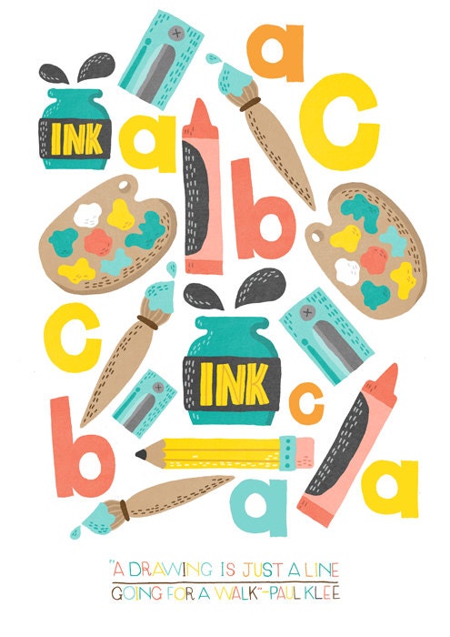 A4 Art Print - Pens & Pencils - Typography / Hand Lettering / Illustration / Art Print / Nursery / Childrens Room